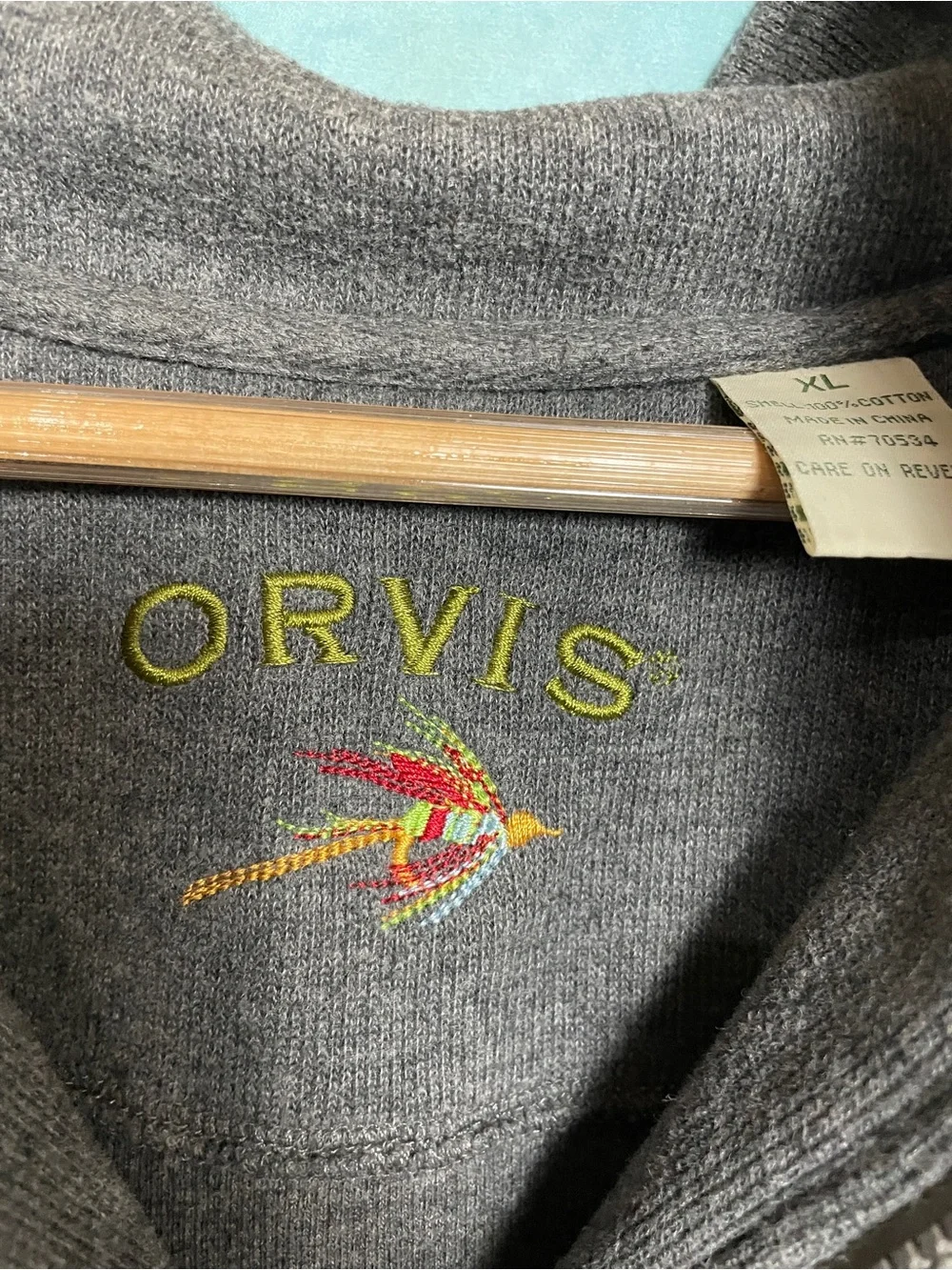 Orvis Men's Charcoal Zip-Up Quarterneck Sweater